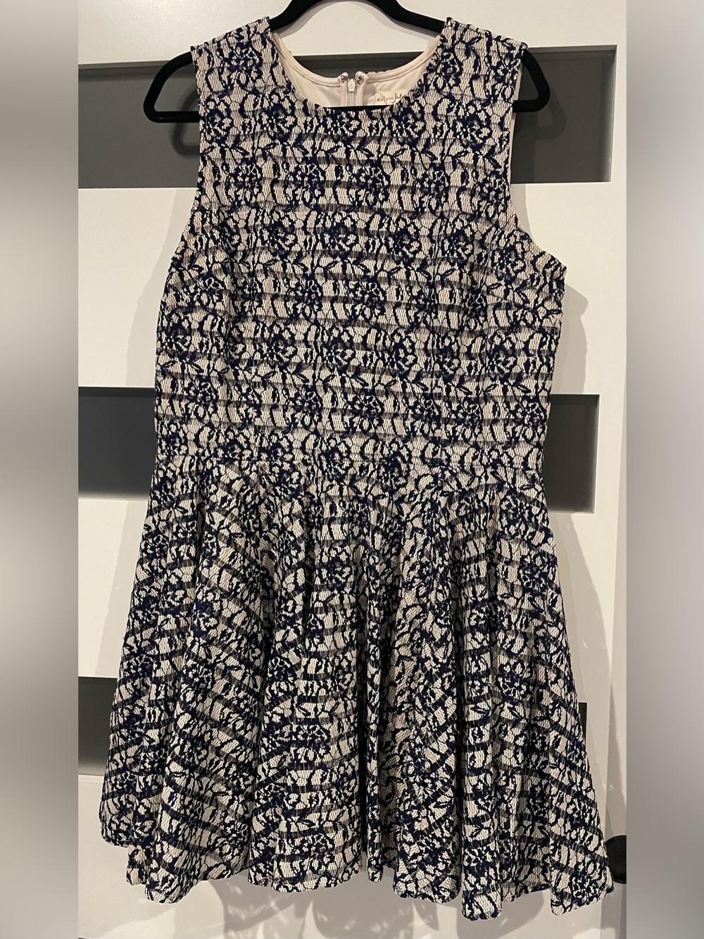 Maison Jules Navy and Cream Printed Skater Skirt